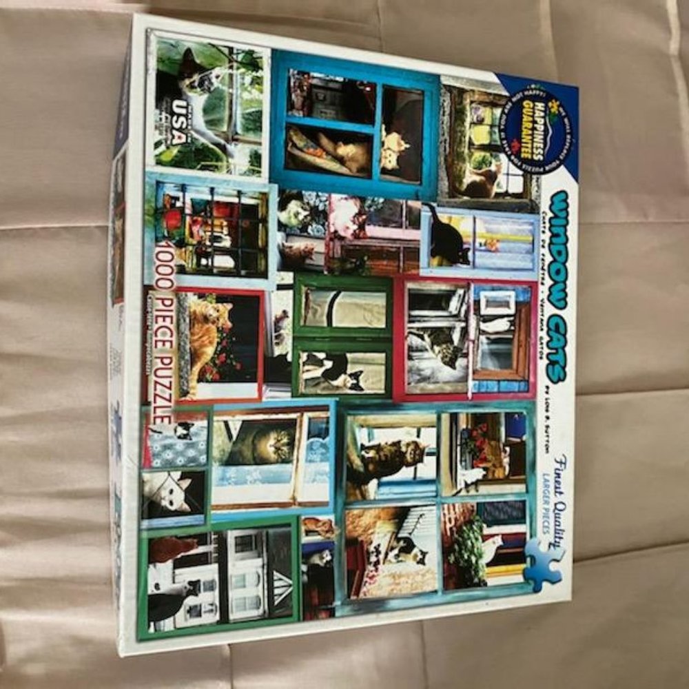 White Mountain Puzzle 1000 piece "Window cats"